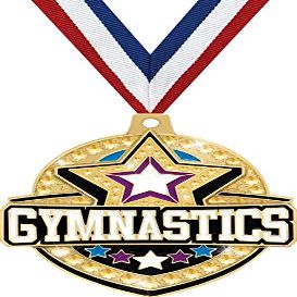 Crown Awards 2 1/4" Royal Gymnastics Medals, Gold Gymnastics Medal with Free Neck Ribbon, 10 Pack