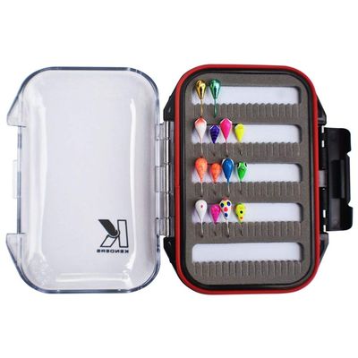 14 Piece Tungsten Jig Kit with Waterproof Float Jig Box - Ice Fishing and Panfish Ice Jigs