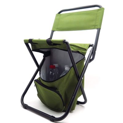 SMT- Backrest Fishing Chair PVC Water Resistant Portable Folding With Ice Thermos Bag