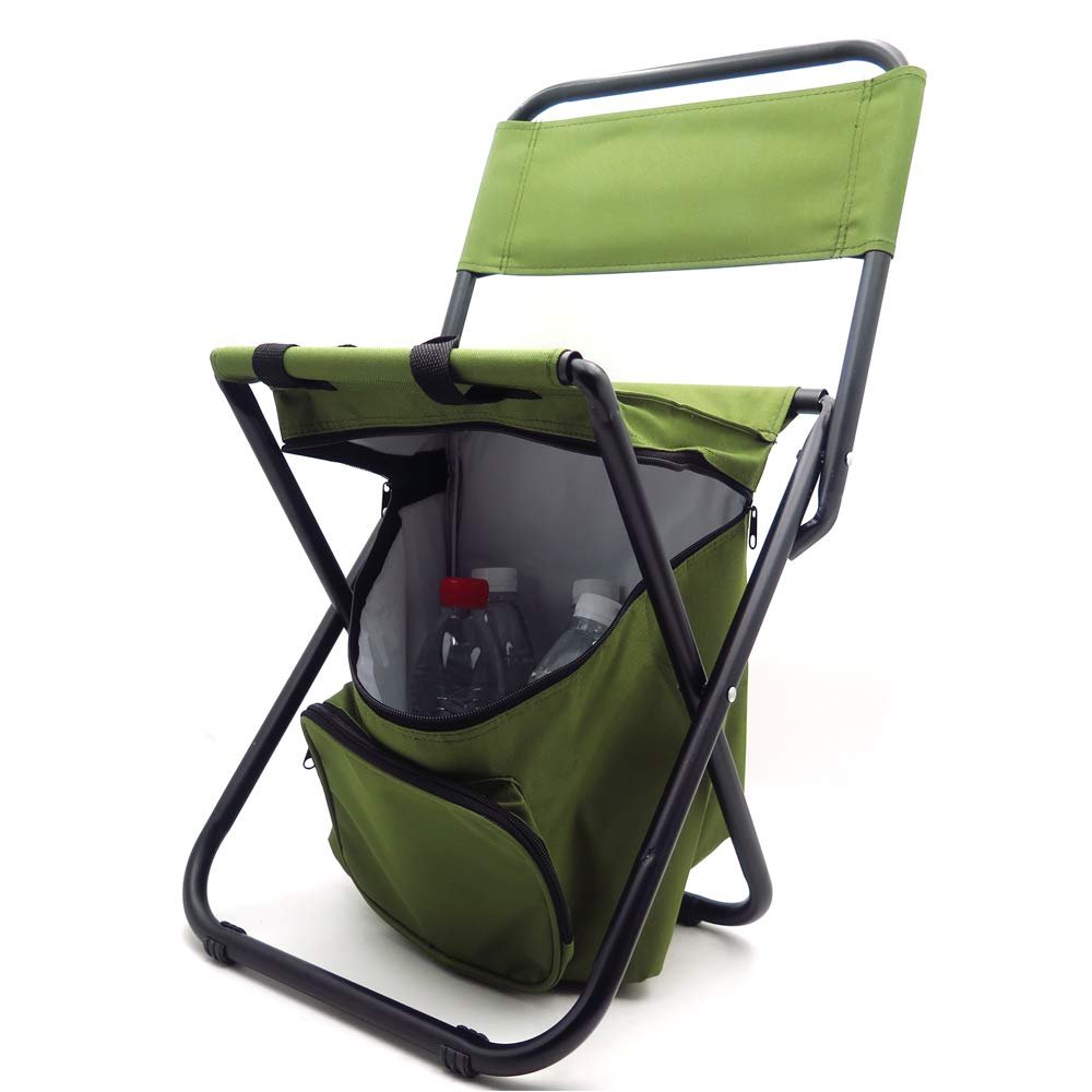 SMT- Backrest Fishing Chair PVC Water Resistant Portable Folding With Ice Thermos Bag