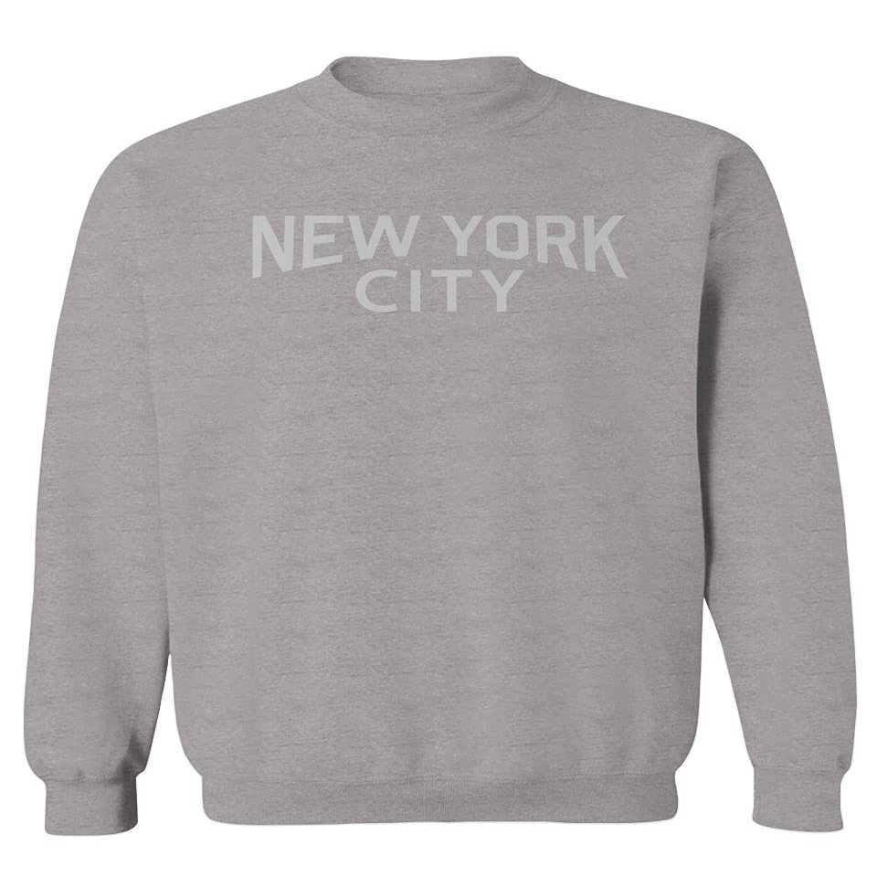 0102. Cool Vintage Retro Graphic New York City NYC Lenon NY Men's Crewneck Sweatshirt (Light Gray Large)