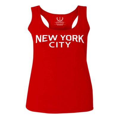 0102. Cool Vintage Retro Graphic New York City NYC Lenon NY Women's Tank Top Racerback (Red, X Small)