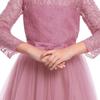 Big Girl Lace Flower Tutu Dress Princess Pageant Birthday Wedding Party Junior Bridesmaid First Communion Dresses for Girls 7-16 Evening Gowns Purplish Pink 11-12 Years #1 Purplish Pink 11-12 Years view 4