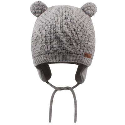 BAVST Baby Toddler Winter Beanie Warm Boys Girls Earflap Hat Infant Knit Caps Cute Bear Soft Cotton Lining for 0-36M (Grey, L(12-36M))