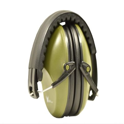 Earmuff hearing protection with low profile passive folding design 26dB NRR and reduces up to 125dB , Army Green