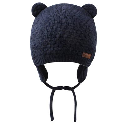 Baby Toddler Winter Beanie Warm Boys Girls Earflap Hat Infant Knit Caps Cute Bear Soft Cotton Lining for 0-36M (Navy, L(12-36M))