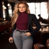 Zengjo Turtleneck Women Long Sleeve Lightweight Base Layer Top(Maroon,XL) view 3
