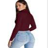 Zengjo Turtleneck Women Long Sleeve Lightweight Base Layer Top(Maroon,XL) view 4