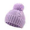 JANGANNSA Twist Knit Baby Beanie Hat Winter Earflap War Hat for Boys Infant Toddler Girls with Pompom (Purple, S) view 1