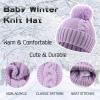 JANGANNSA Twist Knit Baby Beanie Hat Winter Earflap War Hat for Boys Infant Toddler Girls with Pompom (Purple, S) view 3
