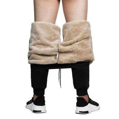 MANLUODANNI Men's Fleece Jogger Pants Sherpa Lined Sweatpants Winter Warm Thick Track Trousers Black-2XL