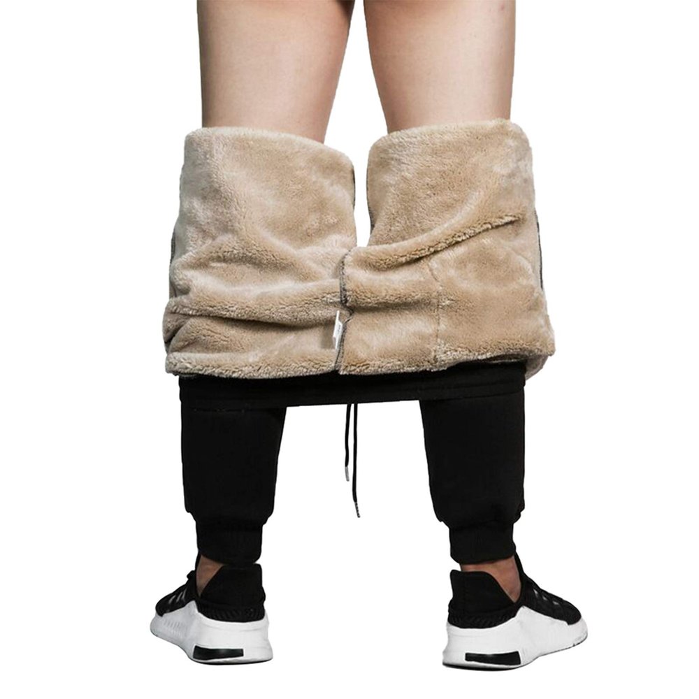 MANLUODANNI Men's Fleece Jogger Pants Sherpa Lined Sweatpants Winter Warm Thick Track Trousers Black-2XL