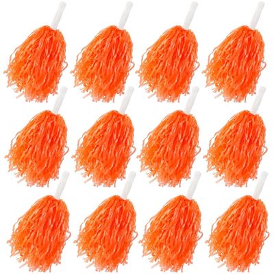 Faxco 12Pack Cheerleading Pom Poms Plastic Pom Poms Sports with Baton Handle Dance Cheer for Rooters Cheering Squard Cheering Team Game Football Basketball Club Stage Performance Celebration (Orange)