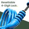 Titanker Bike Lock, Bicycle Lock 4 Feet Cable Lock 1/2 Inch Resettable Bike Locks Combination with Mounting Bracket, Bike Accessories for Bicycle, Electric Scooter, Motorcycle, Blue view 2