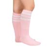 Durio Kids Soccer Socks Cotton Sports Socks Knee High Tube Socks for Boys and Girls Pink w White view 2