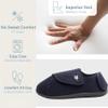 Women's Diabetic Slippers Adjustable and Premium Memory Foam, Extra Wide Comfy Warm Plush Fleece Arthritis Edema Swollen Diabetic House Shoes Machine Washable with Anti Slip Sole (8, Navy Blue) view 3
