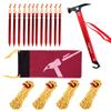 Haploon 12 Pack Tent Stake and Hammer, Camping Accessories Kit Aluminum Tent Mallet Stake Hammer with 7 Inch Metal Tent Pegs, Nylon Guyline Rope 4x13ft with Cord Adjuster and Canvas Storage Bag view 1