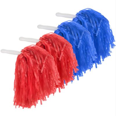 Pangda 12 Pack Cheerleading Pom Poms Sports Dance Cheer Plastic Pom Poms for Sports Team Spirit Cheering(Red and Blue)