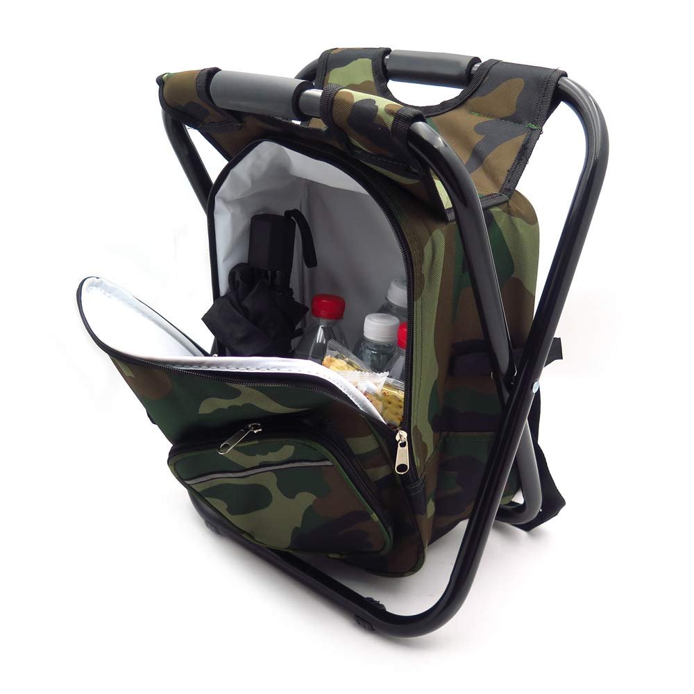 XKMT- Foldable Outdoor Multi-Function Fishing Backpack Beach Chair Stool w/Cooler Bag