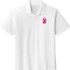 Breast Cancer Pink Ribbon Pin Pocket Print Tri Blend Polo, White SM view 1