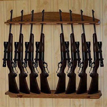 Weaver Wood Designs Gun Rack 8-Gun Solid Oak Wall Display