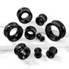 Pierced Owl Black Agate Natural Stone Double Flared Saddle Tunnels, Sold as a Pair (10mm (00GA)) view 2