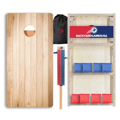 Wood Grain Series - Premium Cornhole Boards w Handle - Includes 2 Regulation 4' x 2' Cornhole Boards w Premium Birch Plywood and 8 Cornhole Bags (1459)