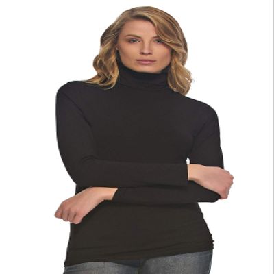 Felina Womens Long Sleeve Cotton Modal Turtleneck Top, BLK M