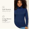 Felina Womens Long Sleeve Cotton Modal Turtleneck Top, BLK M view 3