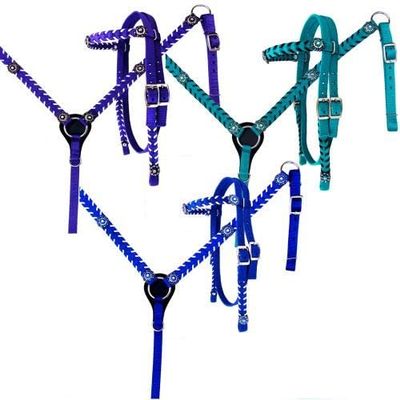 Showman Nylon Headstall & Breast Collar Set w/Crystal Rhinestone Conchos