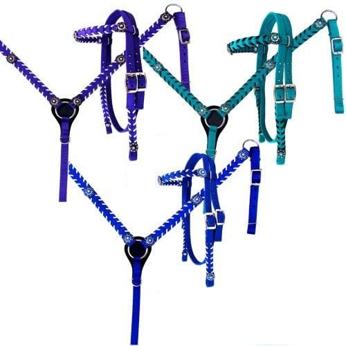 Showman Nylon Headstall & Breast Collar Set w/Crystal Rhinestone Conchos