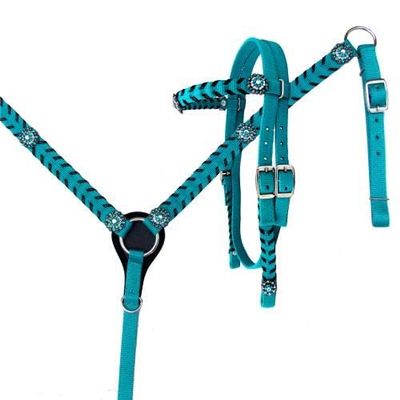 Showman Nylon Headstall & Breast Collar Set w/Crystal Rhinestone Conchos