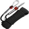 GINEE 10mm Static Rock Climbing Ropes 65FT Outdoor Safety Rope with Carabiner Black Lifeline Rescue Grappling Escape Descender Abseiling Rope Magnet Fishing Rope Arborist Tree Climb view 1