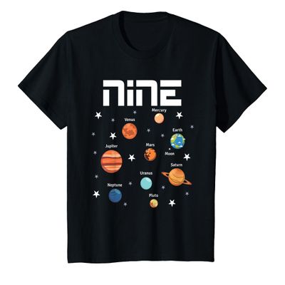 9 Year Old Outer Space Birthday Shirt Solar Planets 9th Gift T-Shirt