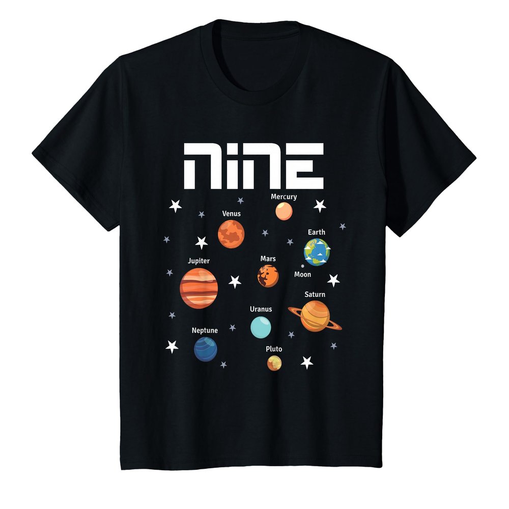 9 Year Old Outer Space Birthday Shirt Solar Planets 9th Gift T-Shirt