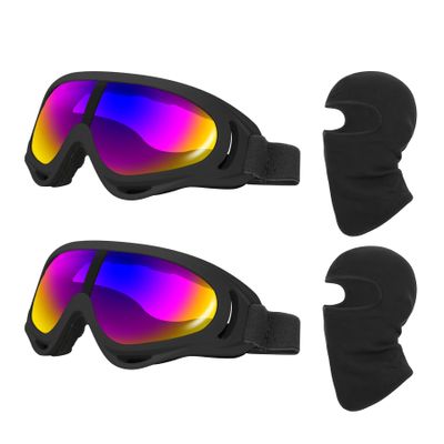 LJDJ Ski Goggles 2 Pack, Snowboard Motorcycle Goggles with Balaclava Face Mask for Boys Girls Youth Men Women Skiing Riding