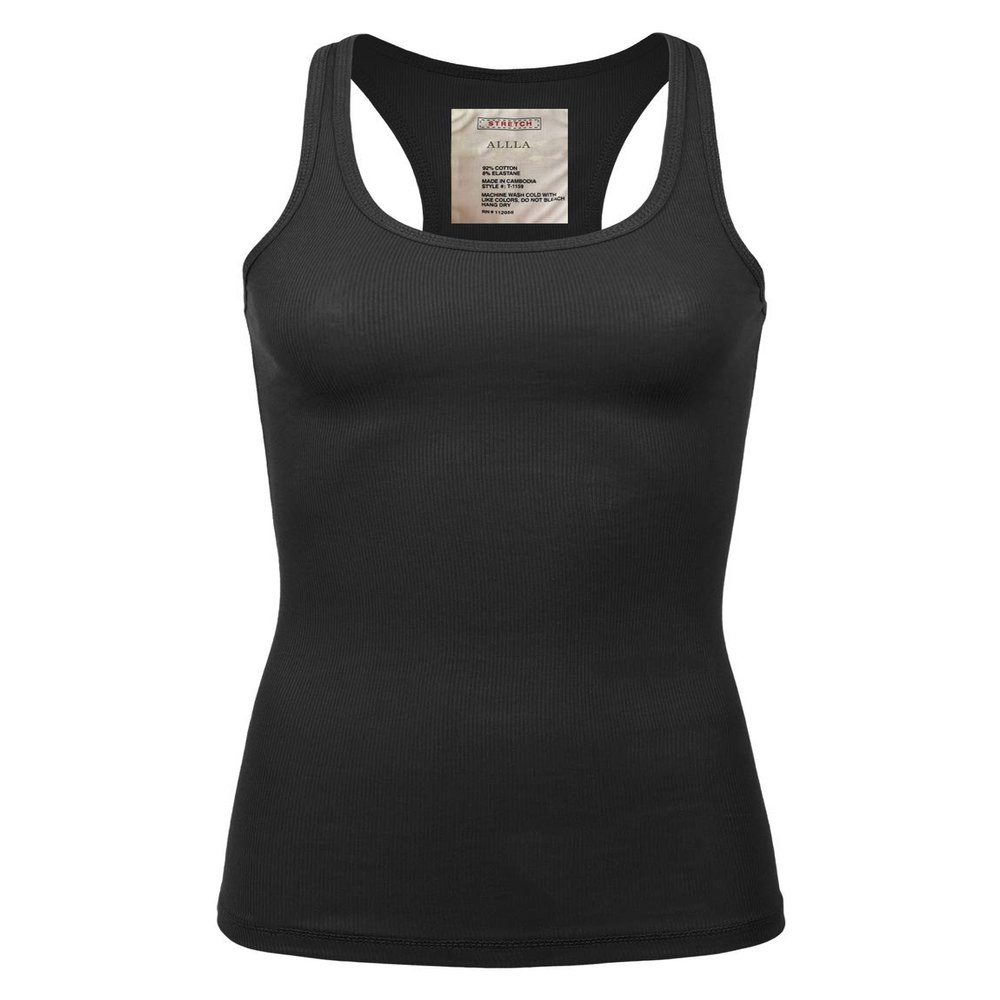 ALLLA Women's Racerback Tank Top Layering Ribbed Basic Undershirt (S-3X) BLACK-2XL