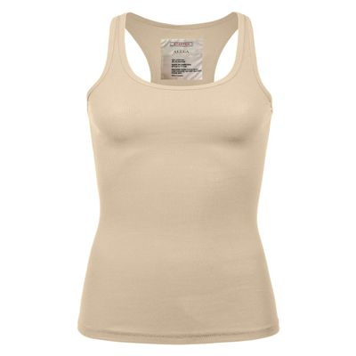 ALLLA Women's Racerback Tank Top Layering Ribbed Basic Undershirt (S-3X) Beige-M