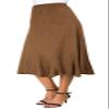 EXCHIC Women's Elegant Ankle Length Ruffle Hem Elastic Waist Suede Midi Skirt (M, Brown) view 1