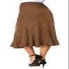 EXCHIC Women's Elegant Ankle Length Ruffle Hem Elastic Waist Suede Midi Skirt (M, Brown) view 3