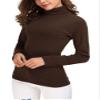EXCHIC Women's Long Sleeve Turtleneck Sweater Slim Fitted Knitted Pullover Sweater Tops (Coffee, Large) view 2