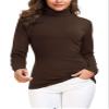 EXCHIC Women's Long Sleeve Turtleneck Sweater Slim Fitted Knitted Pullover Sweater Tops (Coffee, Large) view 3
