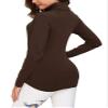 EXCHIC Women's Long Sleeve Turtleneck Sweater Slim Fitted Knitted Pullover Sweater Tops (Coffee, Large) view 4