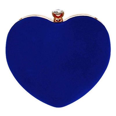 Adela Women Girls Heart Shape Chain Crossbody Bag Evening Party Mini Clutch Purse (Diamante-Blue)