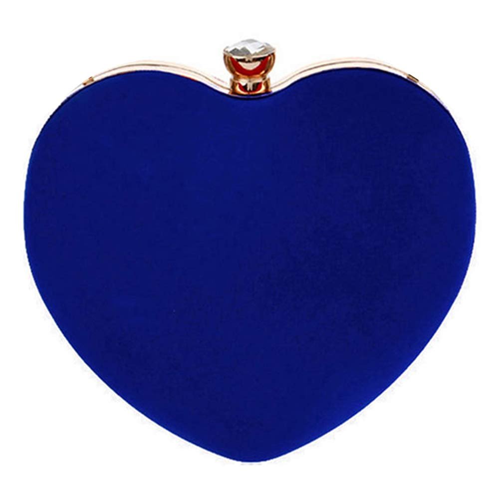 Adela Women Girls Heart Shape Chain Crossbody Bag Evening Party Mini Clutch Purse (Diamante-Blue)