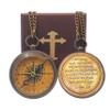 Antique Nautical Compass with Be Strong and Courageous Scripture Engraved | Vintage Magnetic Compass with Wooden Box | Baptism, Graduation, Christian Gift for Son, Father, Loved Ones view 2