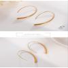 Open Hoop Earrings - Upside Down Threader Earrings, Surgical Titanium Steel Hypoallergenic (Gold) view 4