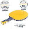 Ping Pong Paddle with Killer Spin + Case for Free - Professional Table Tennis Racket for Beginner and Advanced Players - Improve Your Ping Pong Skills with JT Ping Pong Paddle Set (Yellow) view 3