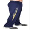Baggy Workout Pants in Navy Blue with Gold Spear Design view 1