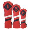 Majek Retro Golf Headcovers Red with White and Blue Stripe Vintage Leather Style 1 5 H Driver Fairway Wood and Hybrid Head Cover Classic Look view 1
